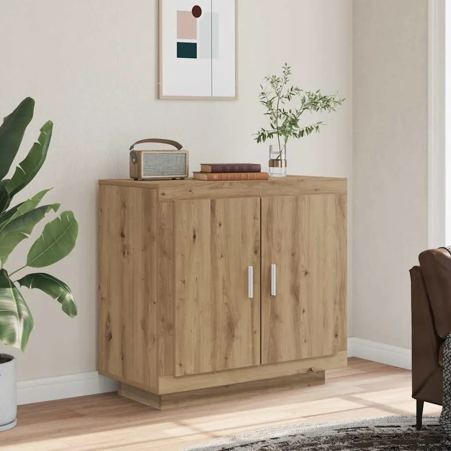 Buffet chêne artisanal 80x40x75 cm bois d'ingénierie