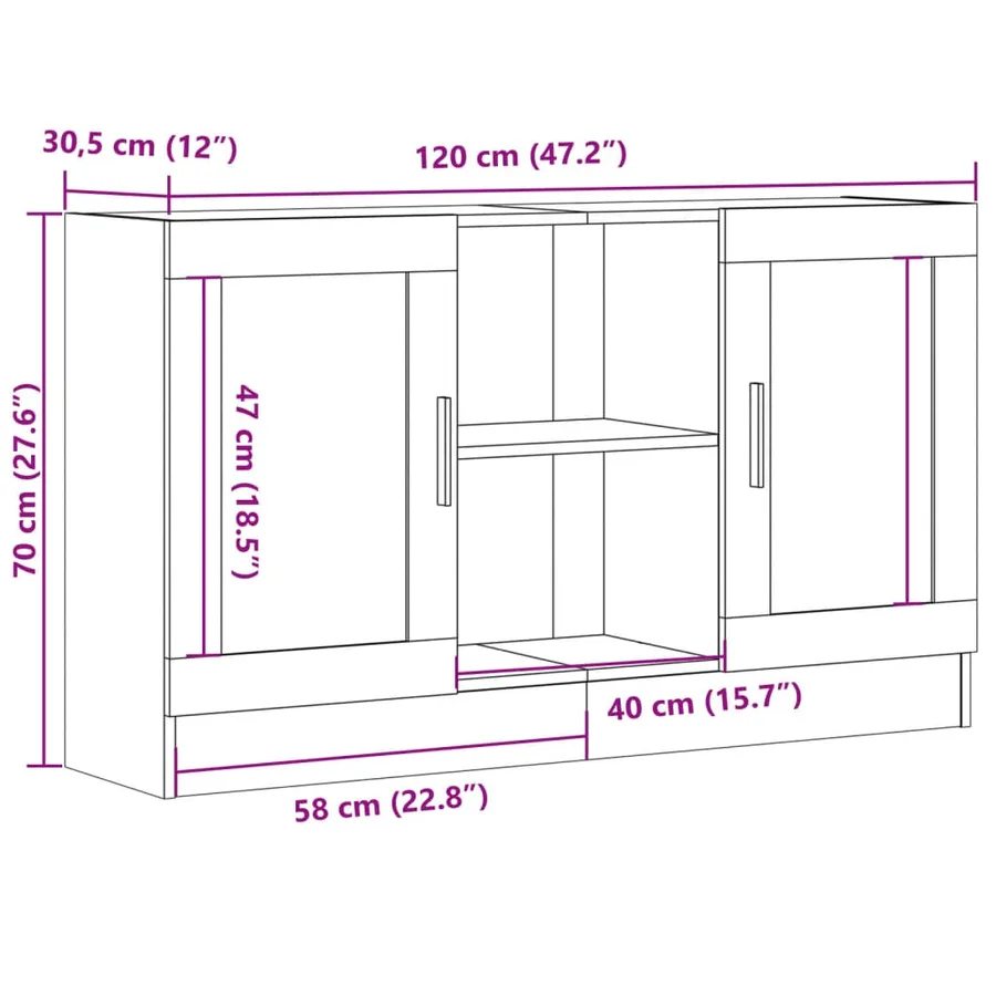 Buffet vieux bois 120x30,5x70 cm bois d'ingénierie - 10