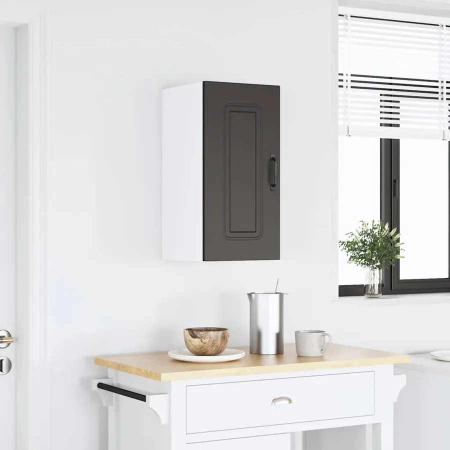 Armoire murale de cuisine Kalmar noir bois d'ingénierie