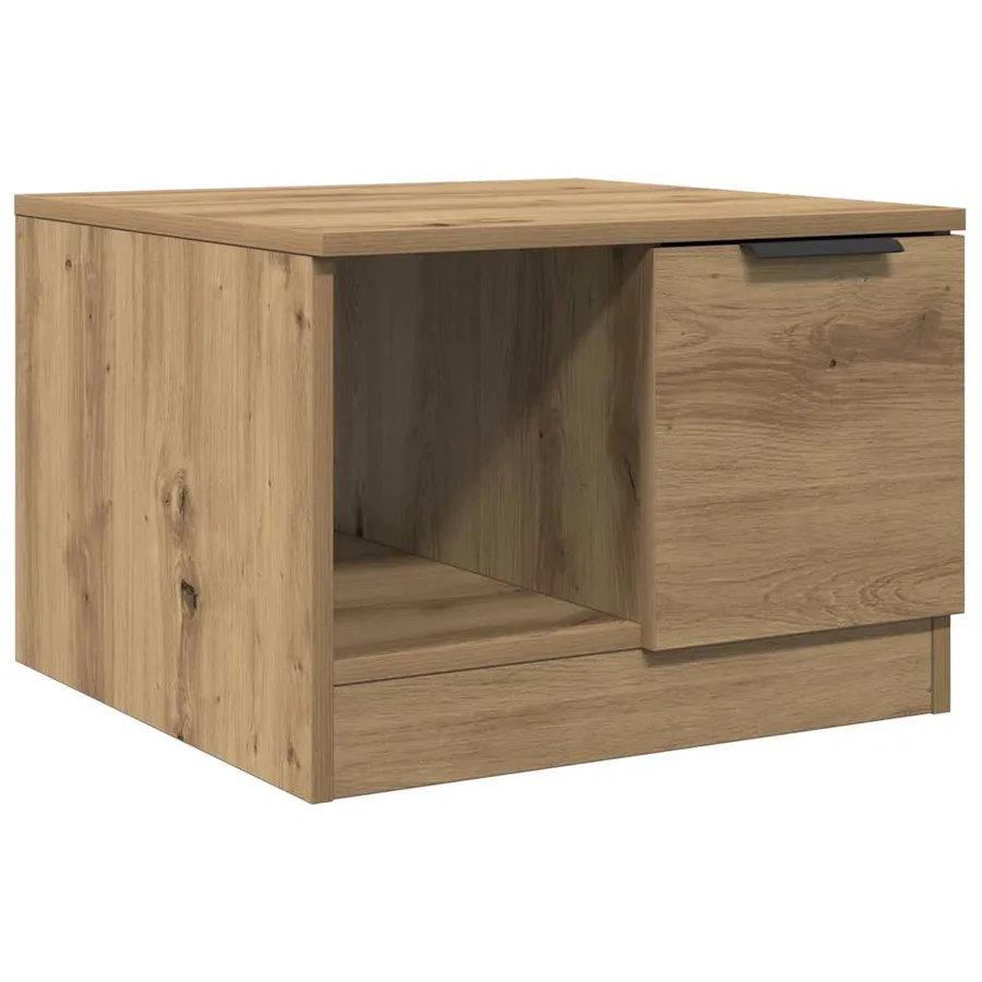 Table basse chêne artisanal 50x50x36 cm bois d'ingénierie - 2