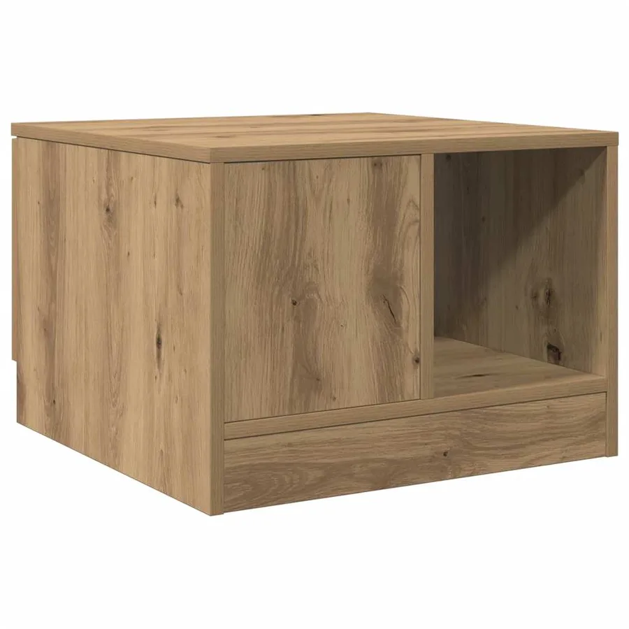 Table basse chêne artisanal 50x50x36 cm bois d'ingénierie - 8