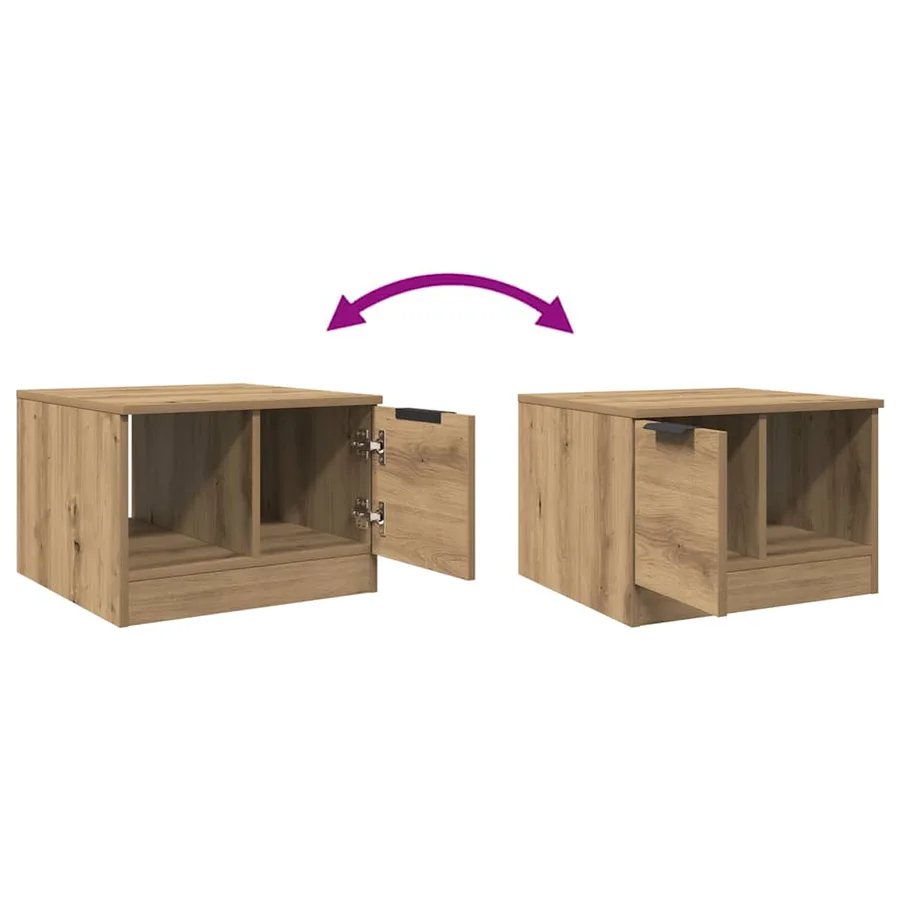 Table basse chêne artisanal 50x50x36 cm bois d'ingénierie - 9