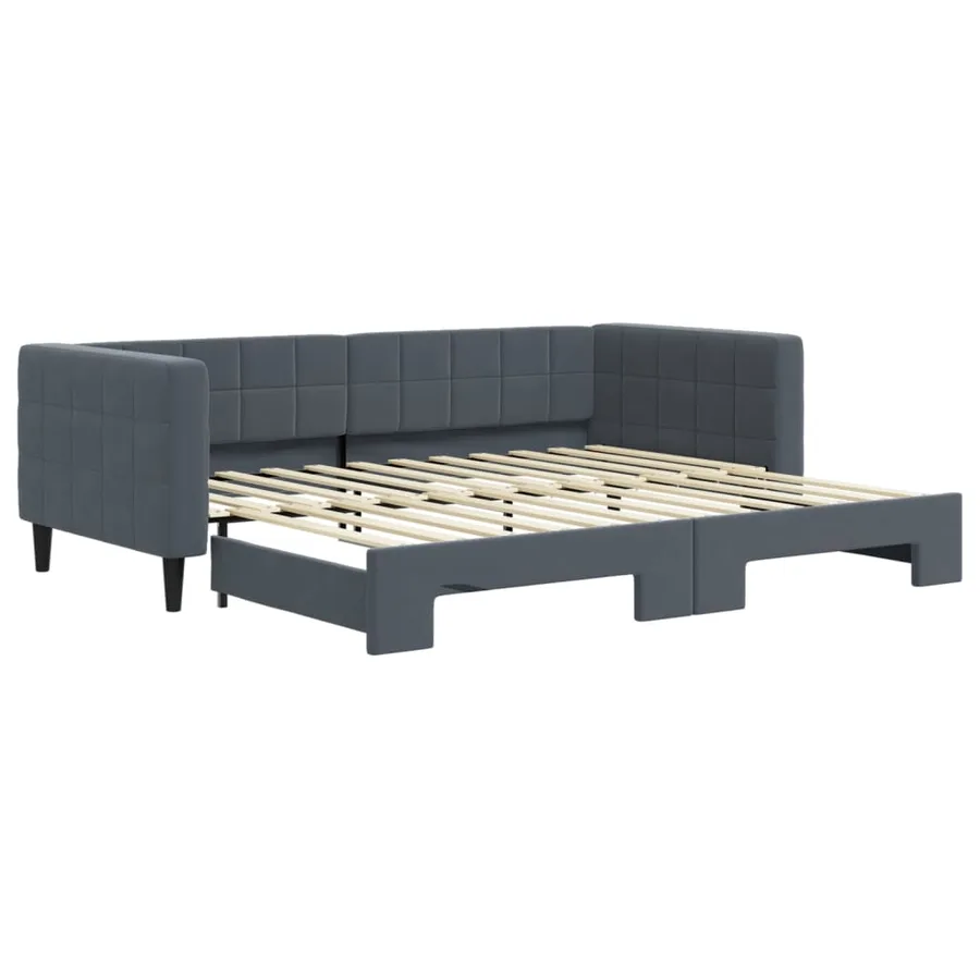 Lit de jour avec gigogne sans matelas gris foncé 90x200 cm - 2