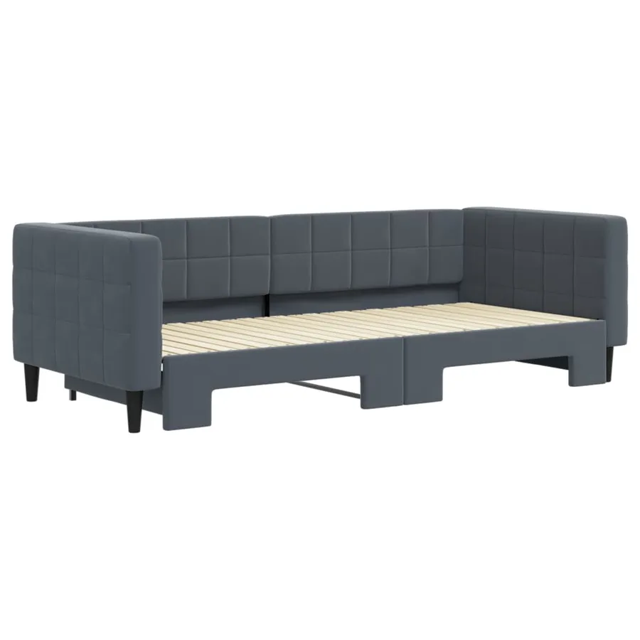 Lit de jour avec gigogne sans matelas gris foncé 90x200 cm - 3