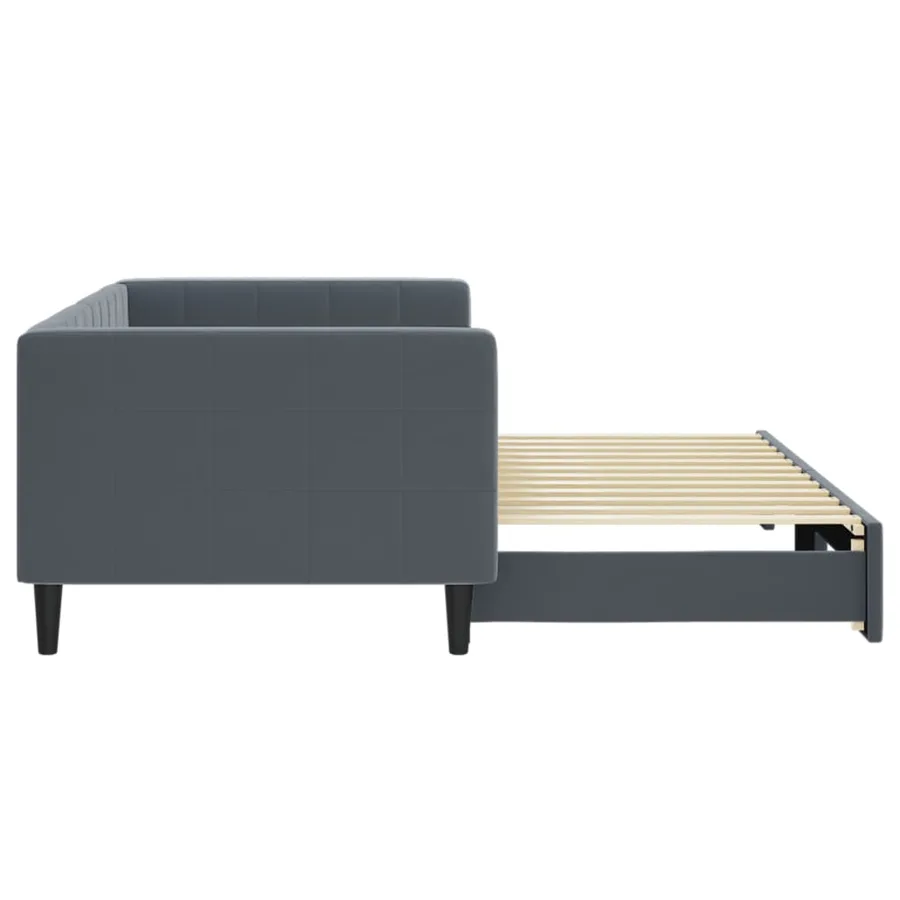 Lit de jour avec gigogne sans matelas gris foncé 90x200 cm - 4