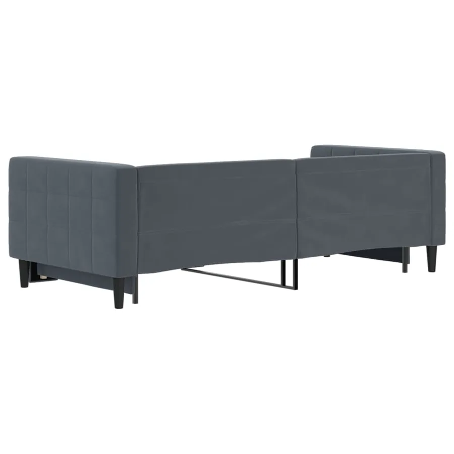 Lit de jour avec gigogne sans matelas gris foncé 90x200 cm - 5
