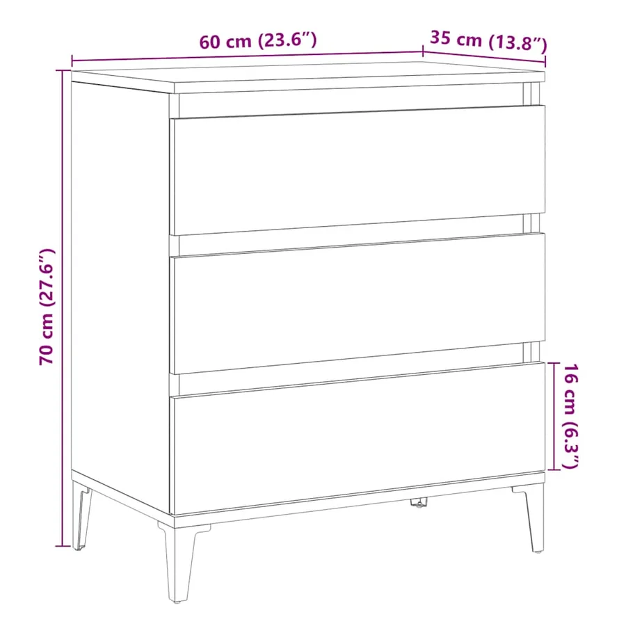Buffet vieux bois 60x35x70 cm bois d'ingénierie - 10