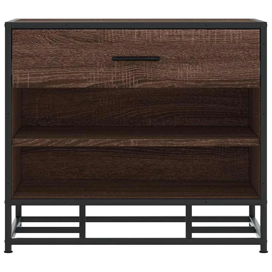 Banc à chaussures chêne marron bois d'ingénierie et métal - 4
