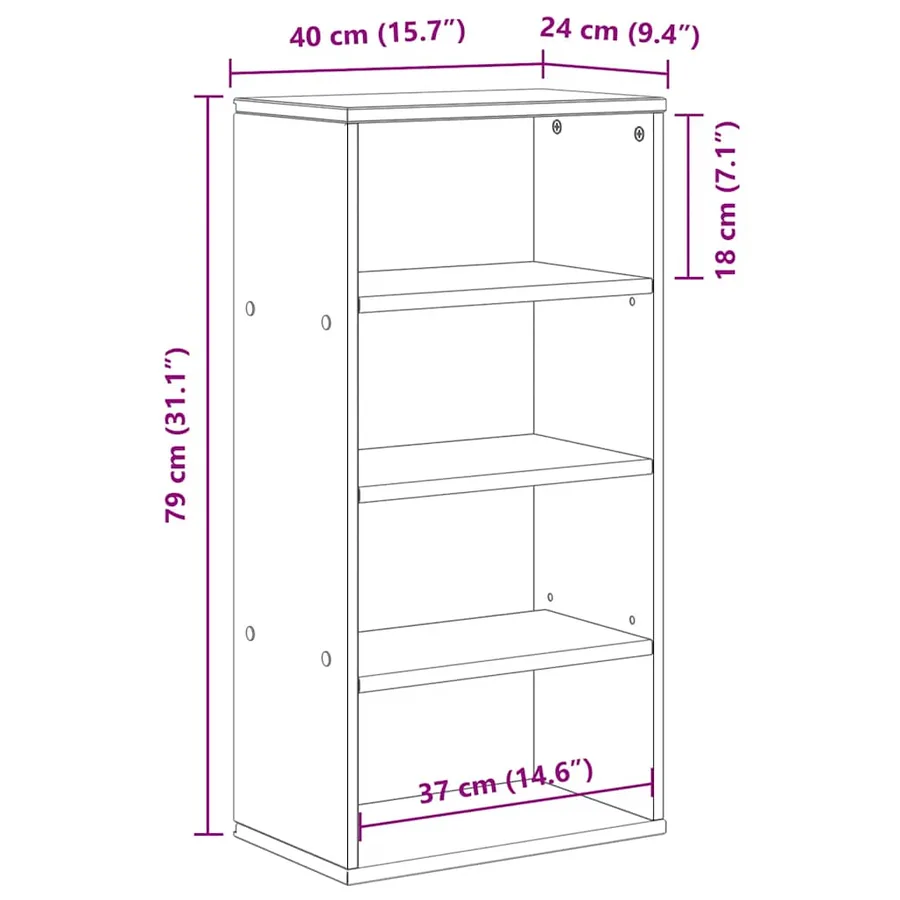 Armoire latérale ODDA blanc 40x24x79 cm bois massif pin - 9