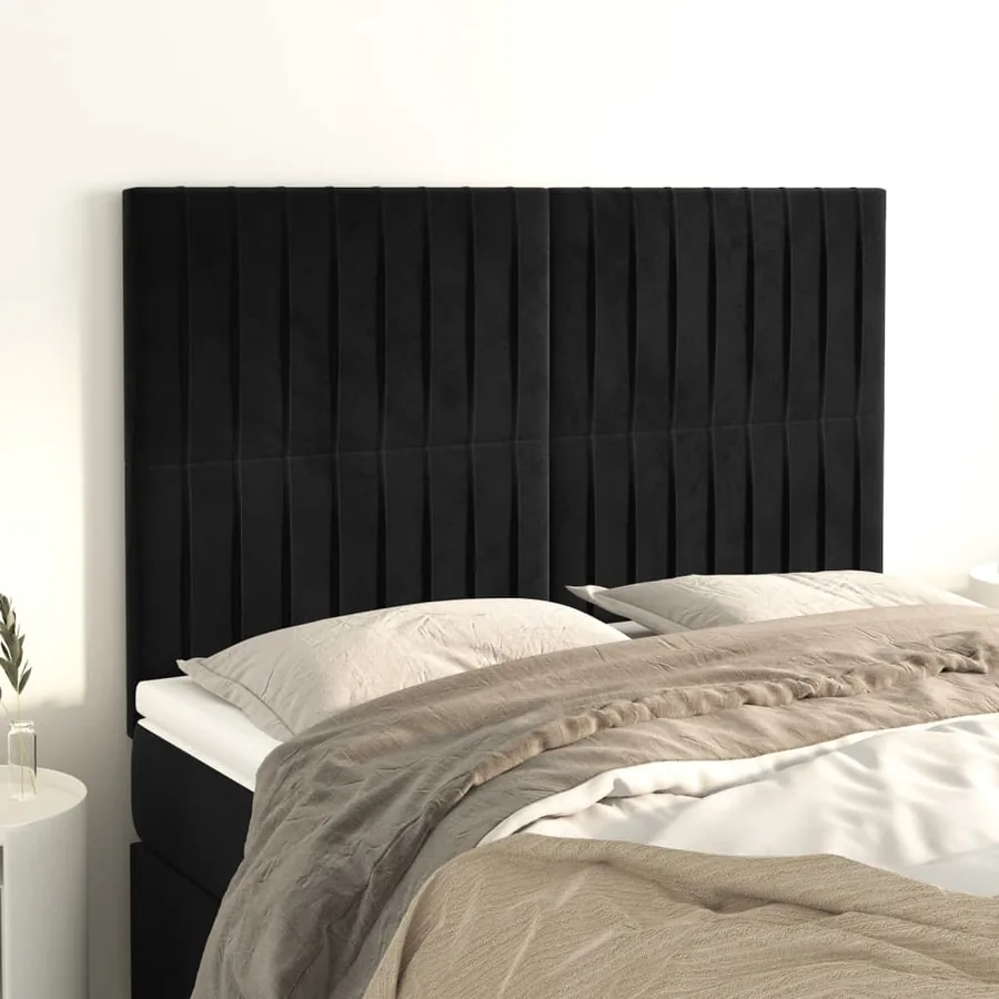 Tête de lit Noir 144x5x118/128 cm Velours
