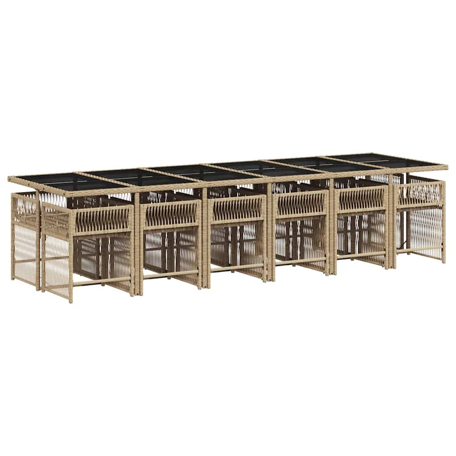 Ensemble à manger de jardin et coussins 13 pcs beige - 3