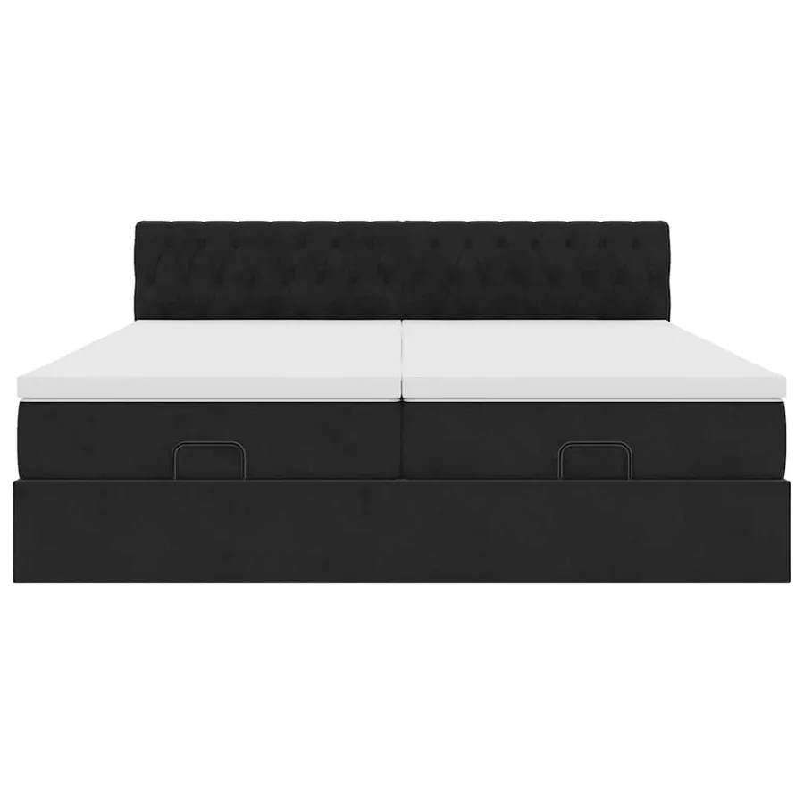 Cadre de lit ottoman avec matelas noir 160x200 cm velours - 7