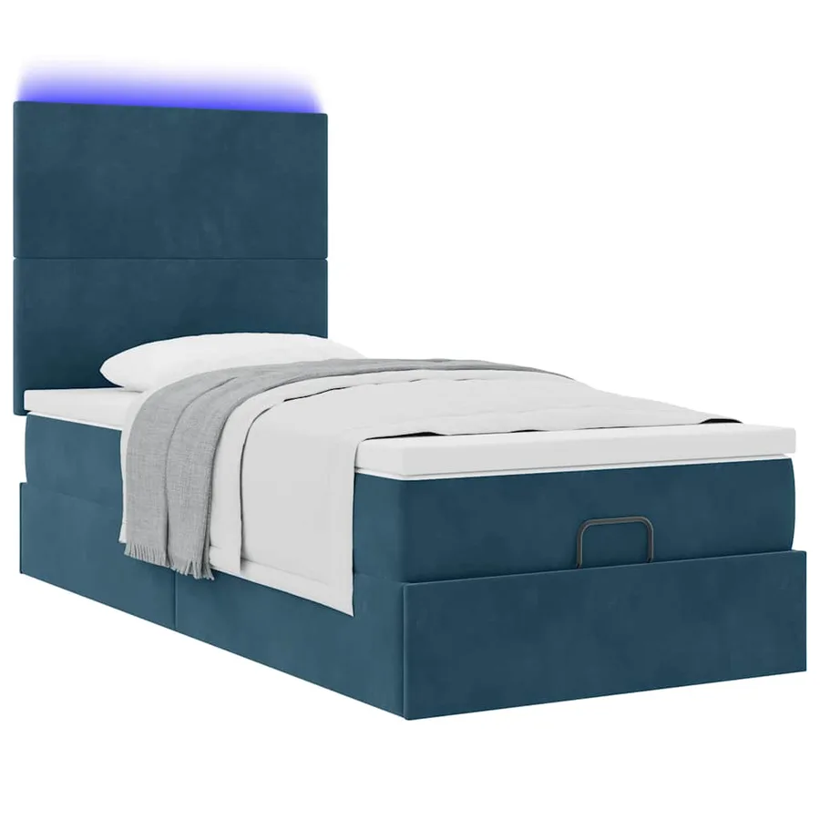 Cadre de lit ottoman avec matelas bleu foncé 80x200 cm velours - 6