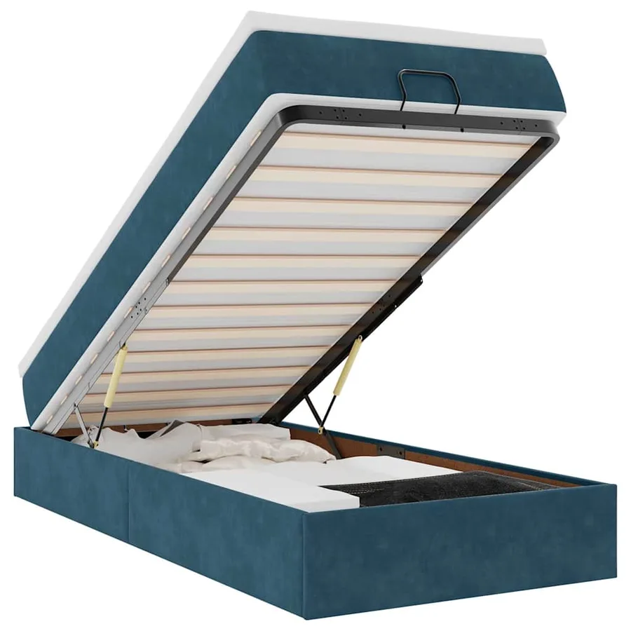Cadre de lit ottoman avec matelas bleu foncé 80x200 cm velours - 2