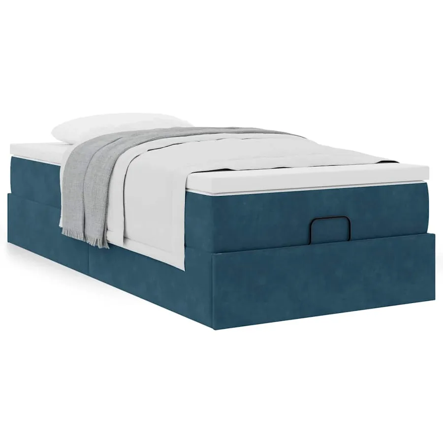 Cadre de lit ottoman avec matelas bleu foncé 80x200 cm velours - 4