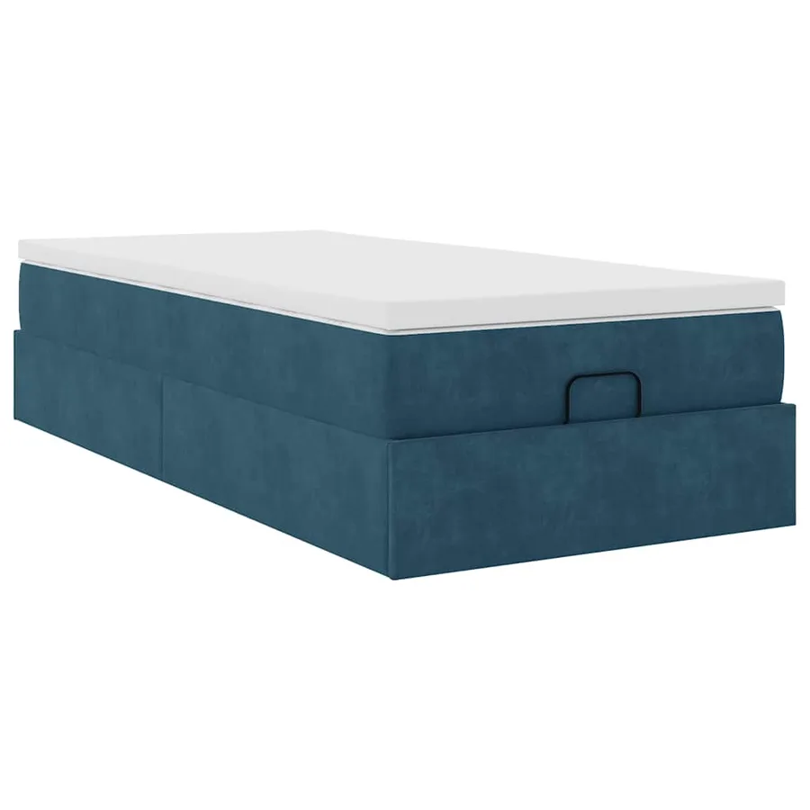 Cadre de lit ottoman avec matelas bleu foncé 80x200 cm velours - 6