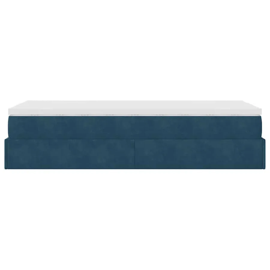 Cadre de lit ottoman avec matelas bleu foncé 80x200 cm velours - 9