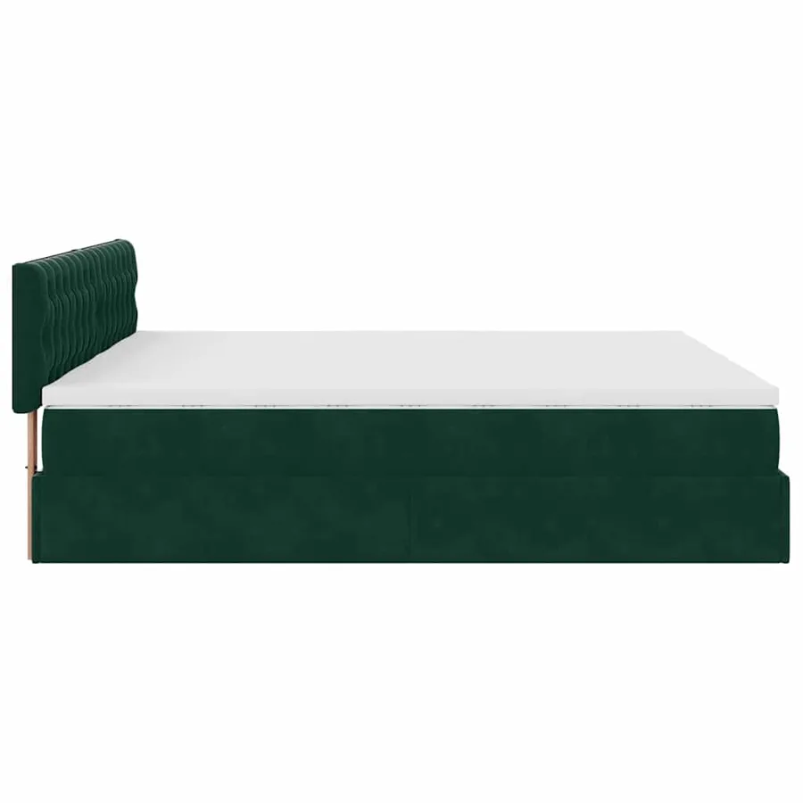 Cadre de lit ottoman avec matelas vert foncé 160x200 cm velours - 11