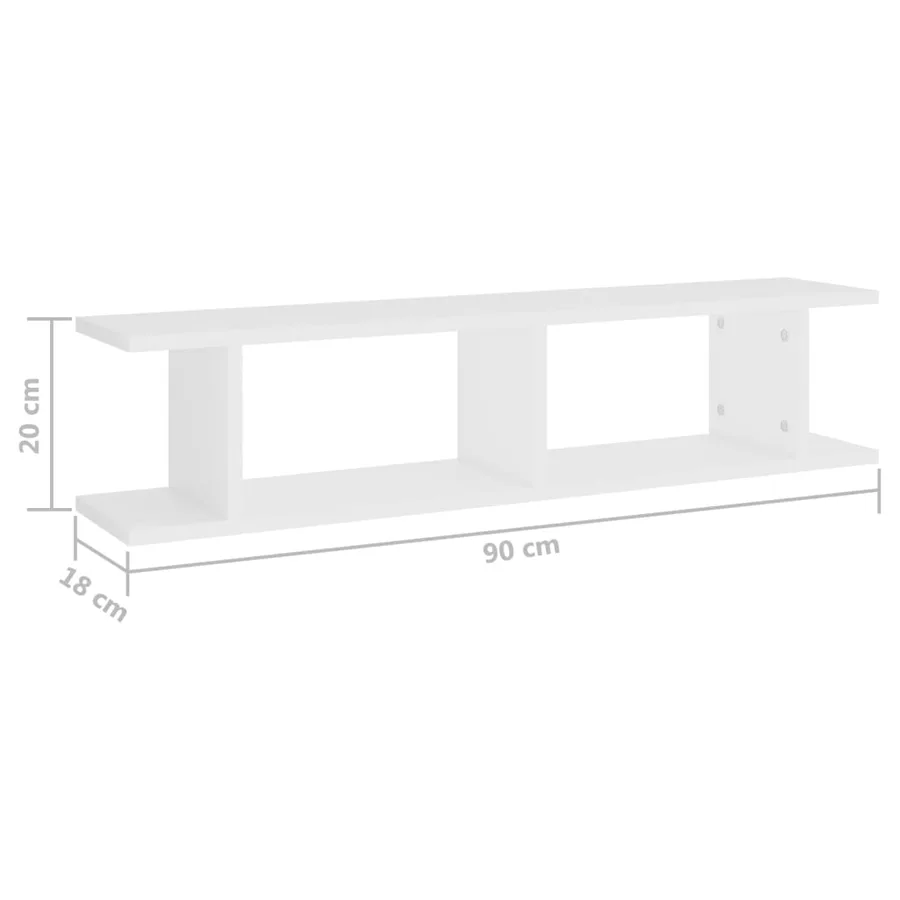 Étagères murales 2 pcs Blanc 90x18x20 cm bois d'ingénierie - 7
