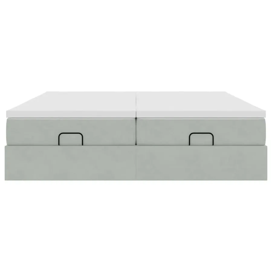 Cadre de lit ottoman et matelas gris clair 160x200cm velours - 6