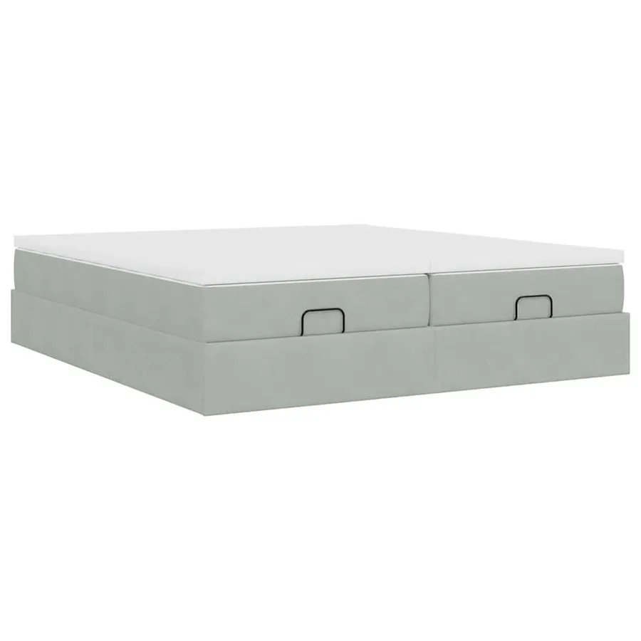 Cadre de lit ottoman et matelas gris clair 160x200cm velours - 9