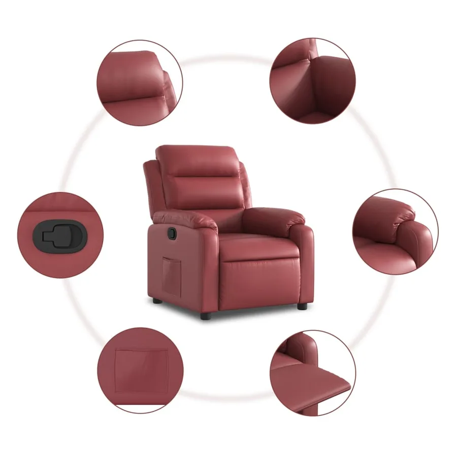 Fauteuil inclinable Rouge bordeaux Similicuir - 5
