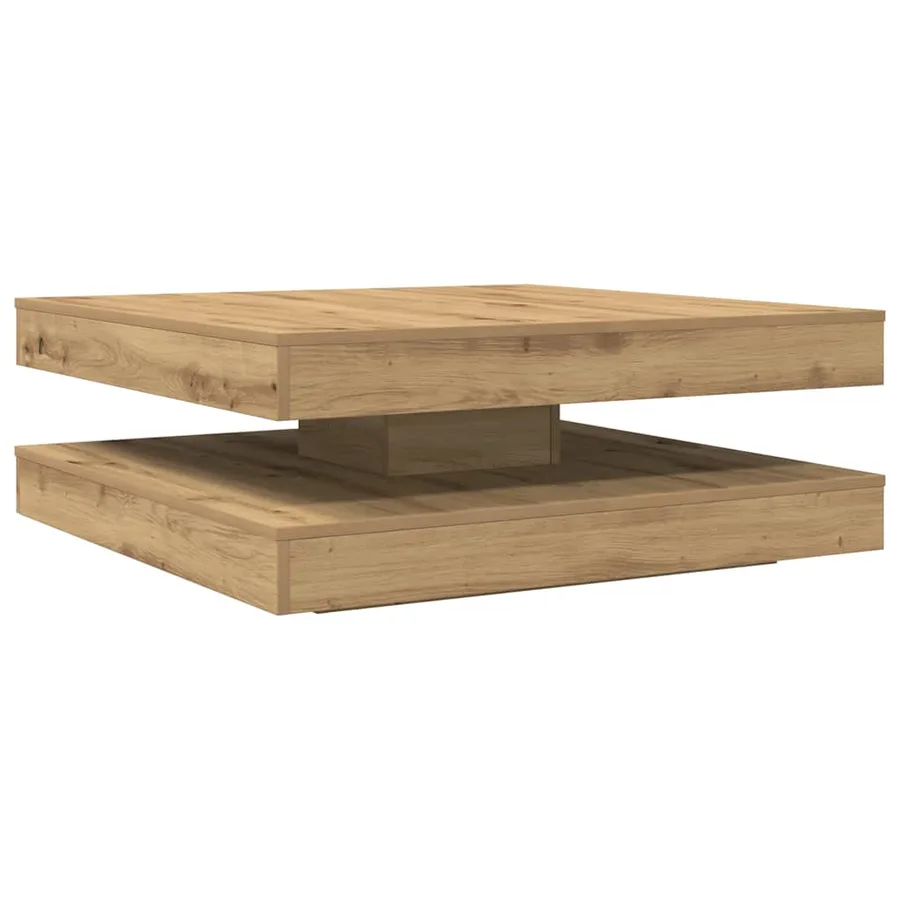 Table basse rotative à 360 degrés chêne artisanal 90x90x34,5 cm - 2