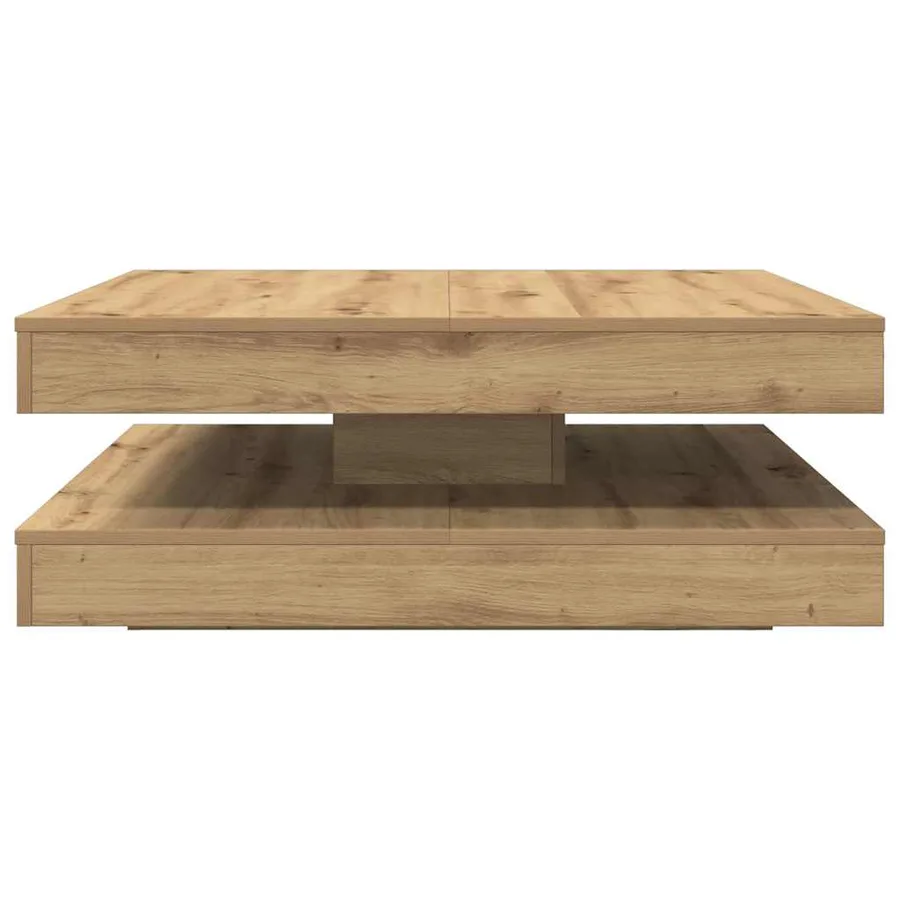 Table basse rotative à 360 degrés chêne artisanal 90x90x34,5 cm - 4