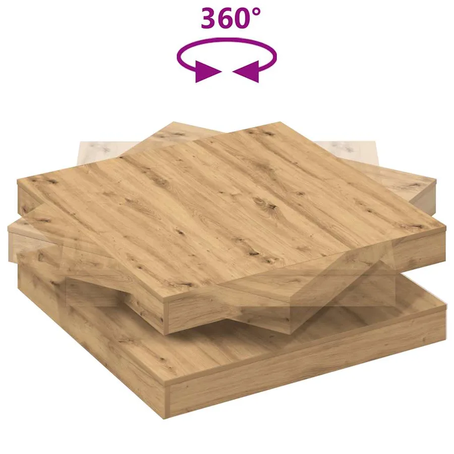 Table basse rotative à 360 degrés chêne artisanal 90x90x34,5 cm - 7