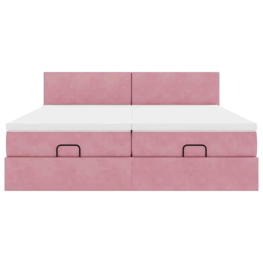 Cadre de lit ottoman avec matelas rose 160x200 cm velours - 8