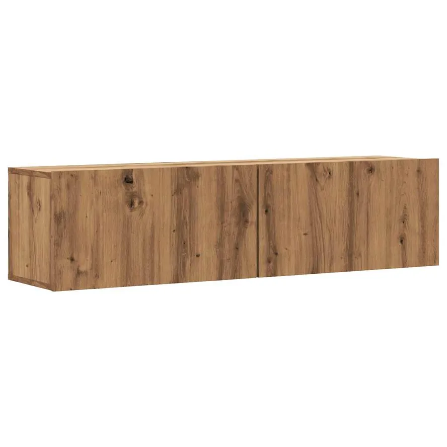 Meuble TV mural chêne artisanal 120x30x30 cm bois d'ingénierie - 2