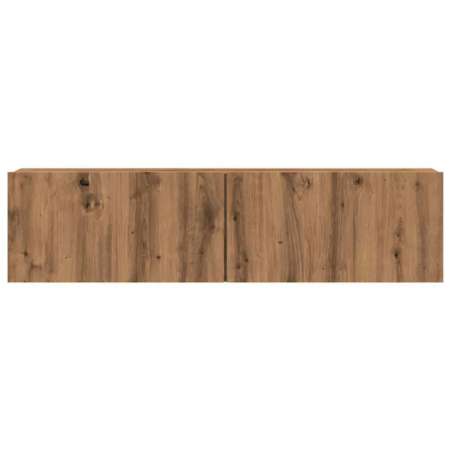 Meuble TV mural chêne artisanal 120x30x30 cm bois d'ingénierie - 4