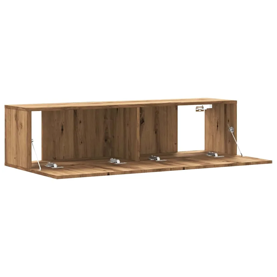 Meuble TV mural chêne artisanal 120x30x30 cm bois d'ingénierie - 7