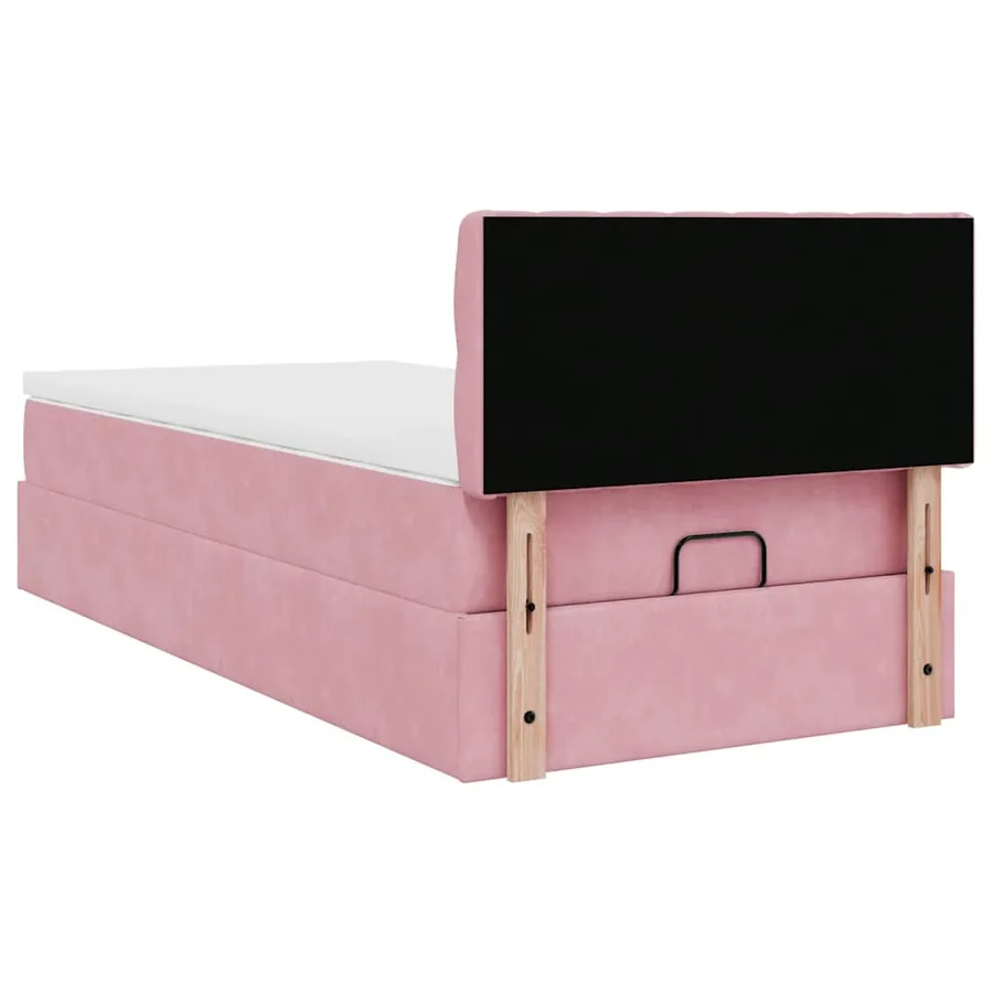 Lit ottoman avec matelas et LED rose 80x200cm velours - 10