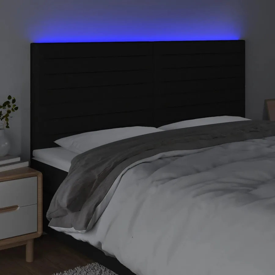 Tête de lit à LED Noir 180x5x118/128 cm Tissu - 3