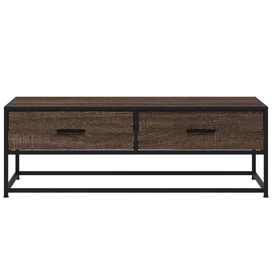 Table basse chêne marron 100x50x35cm bois d'ingénierie et métal - 5