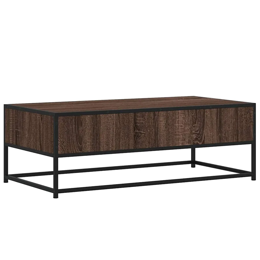 Table basse chêne marron 100x50x35cm bois d'ingénierie et métal - 7
