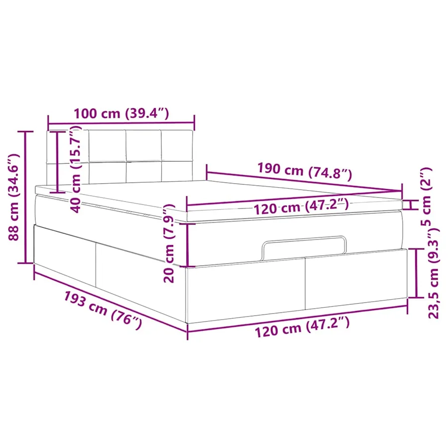 Lit ottoman avec matelas et LED gris foncé 90x200cm - 17