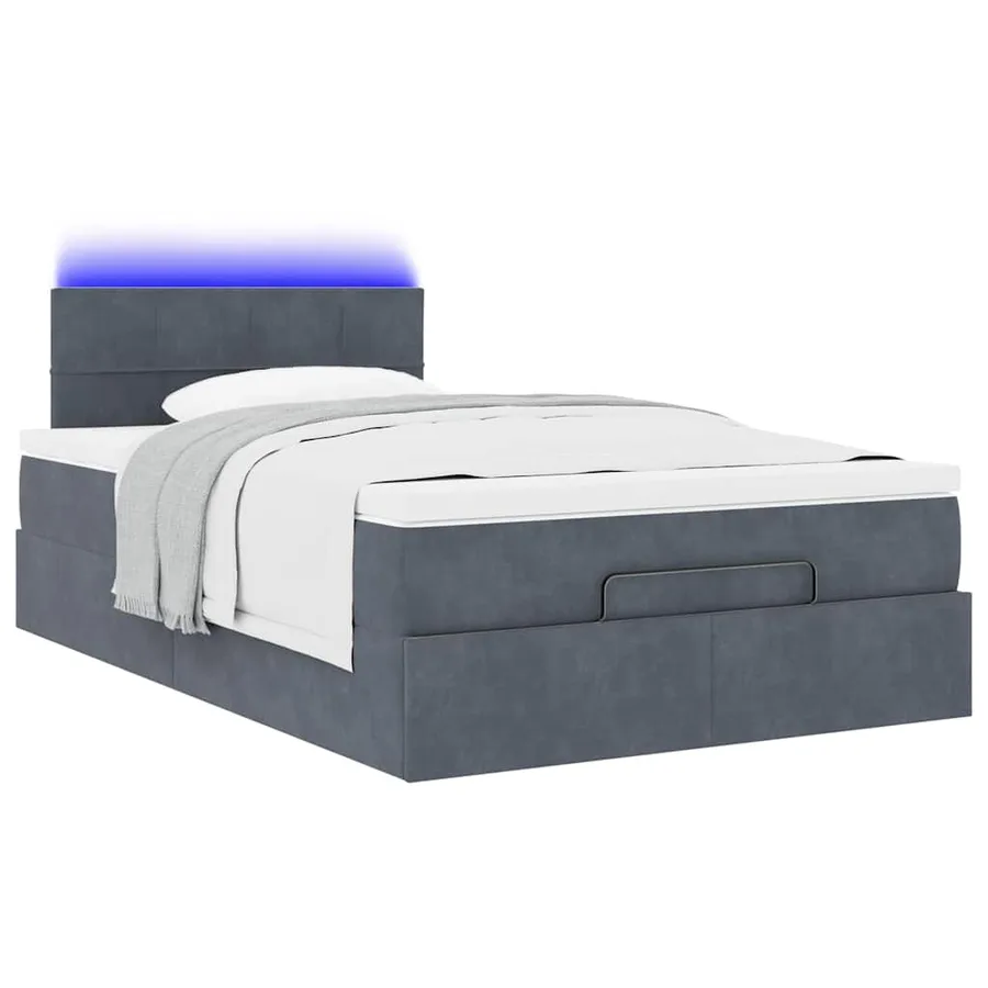 Lit ottoman avec matelas et LED gris foncé 90x200cm - 6
