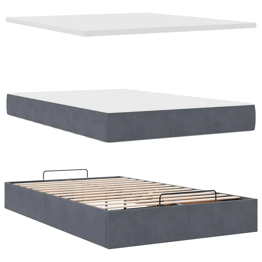 Lit ottoman avec matelas et LED gris foncé 90x200cm - 9