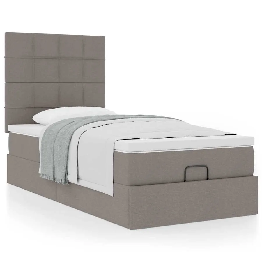 Lit ottoman avec matelas taupe 100x200 cm tissu - 4