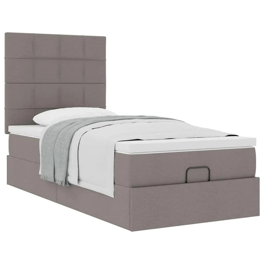 Lit ottoman avec matelas taupe 100x200 cm tissu - 5