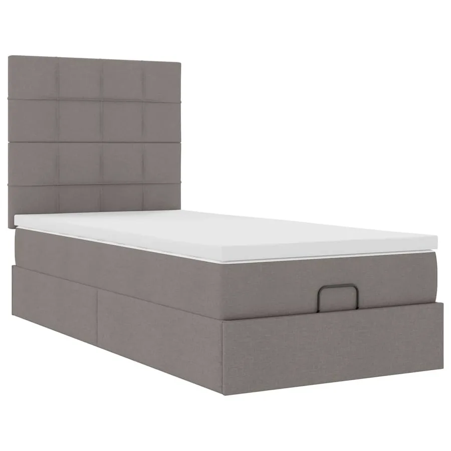 Lit ottoman avec matelas taupe 100x200 cm tissu - 6