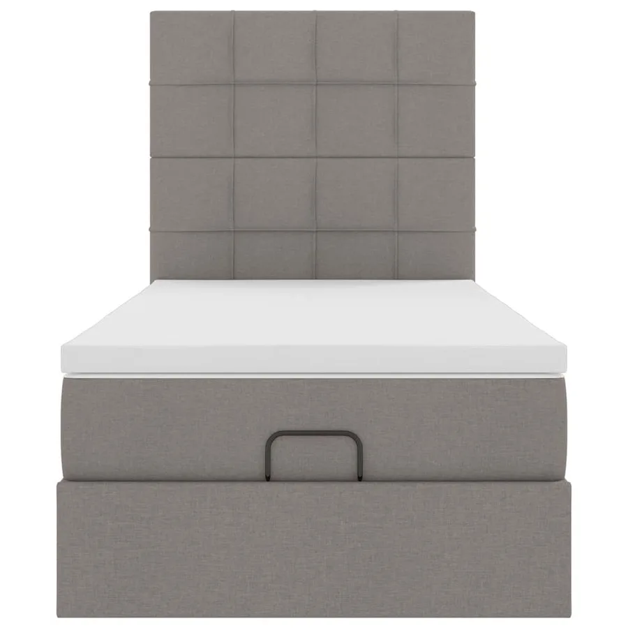 Lit ottoman avec matelas taupe 100x200 cm tissu - 7