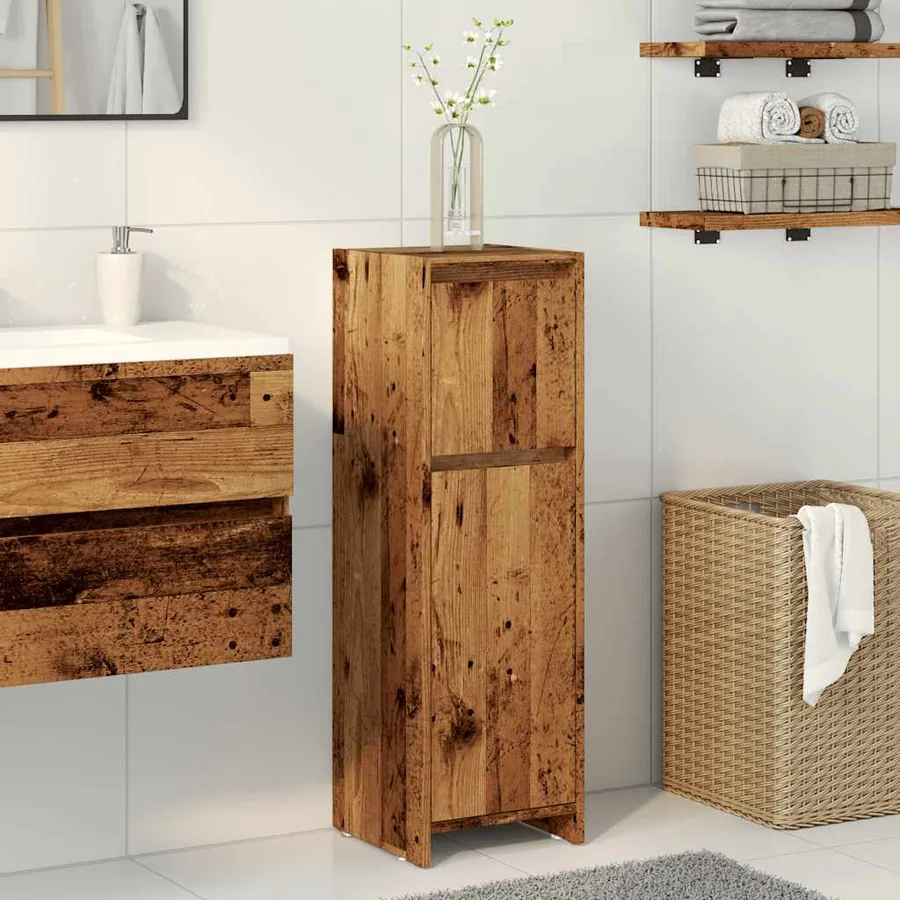 Armoire de salle de bain vieux bois 30x30x95 cm bois ingénierie