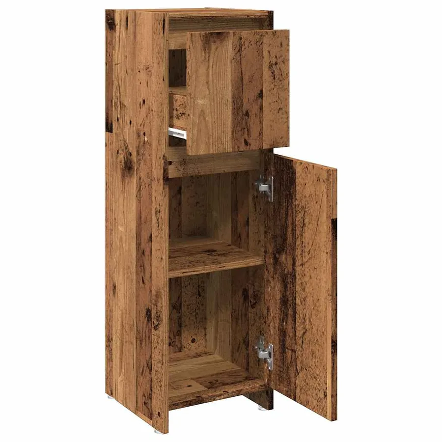 Armoire de salle de bain vieux bois 30x30x95 cm bois ingénierie - 4