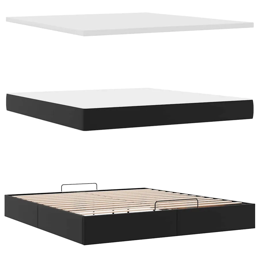 Lit ottoman avec matelas & LED Noir 180x200cm similicuir - 10