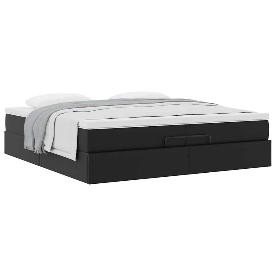 Cadre de lit ottoman avec matelas noir 200x200 cm similicuir - 5