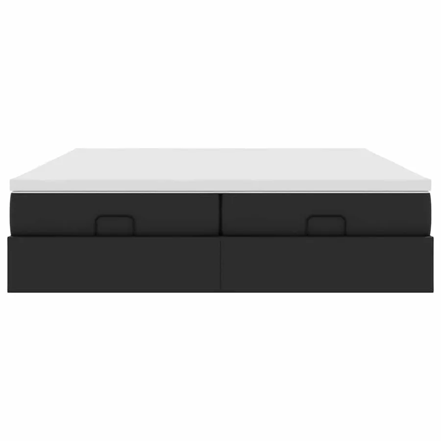 Cadre de lit ottoman avec matelas noir 200x200 cm similicuir - 7