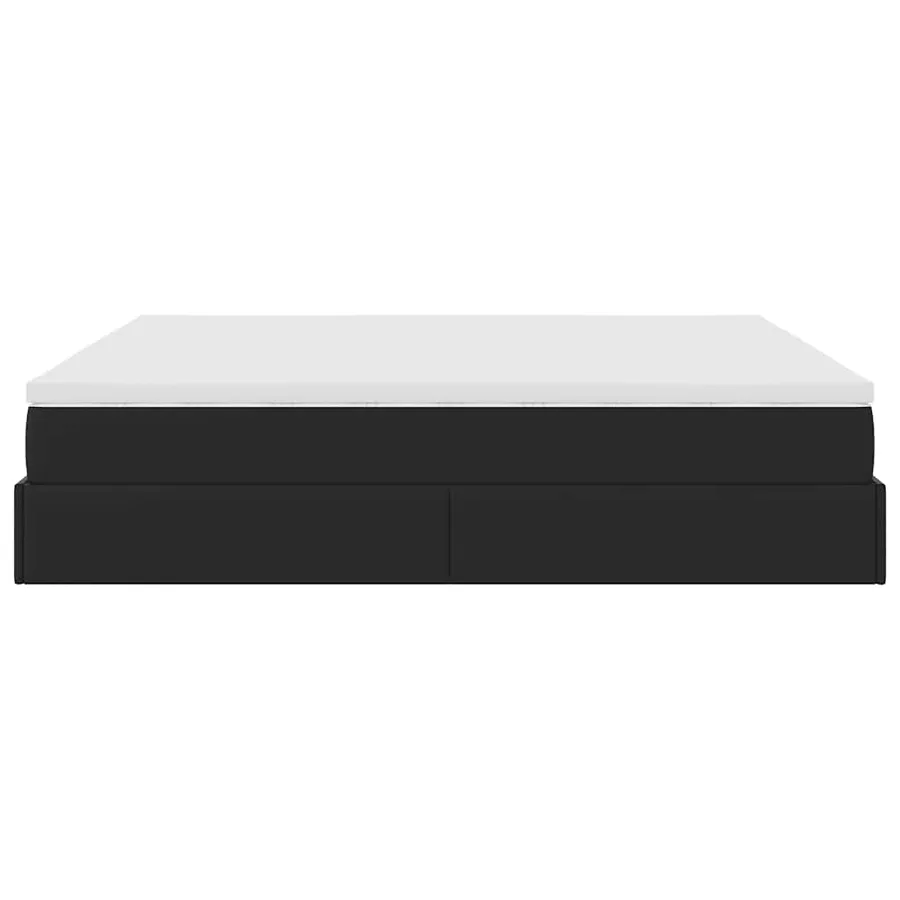 Cadre de lit ottoman avec matelas noir 200x200 cm similicuir - 9